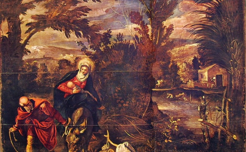Dipinti per la sala inferiore di San Rocco – Fuga in Egitto del Tintoretto